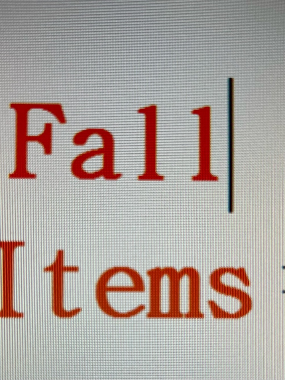 Unbranded Fall Items Graphics — Red Text Display